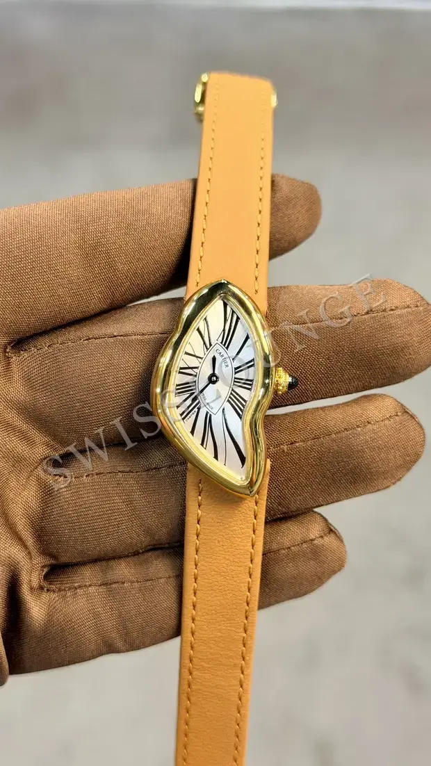 Cartier Crash "Sarı Altın Deri Kordon"