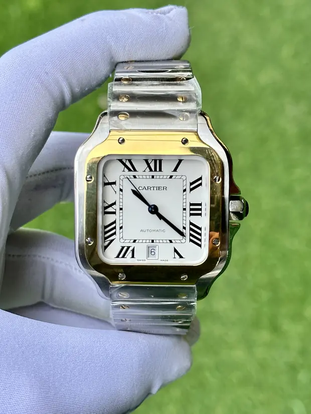 Cartier Santos "De Men Xl Çelik Altın Gradyanli Antrasit Gri Kadran" 100 No. 01