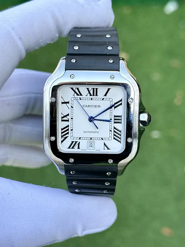 Cartier Santos "De Men Xl Çelik Altın Gradyanli Antrasit Gri Kadran" 100 No. 05