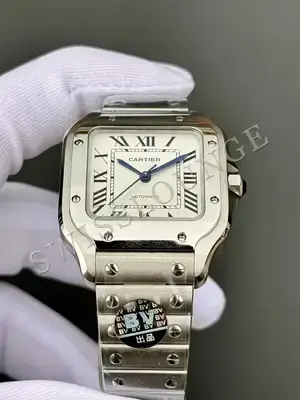Cartier Santos "De Men Xl Çelik Altın Gradyanli Antrasit Gri Kadran" 100 No. 06 — 4. görsel