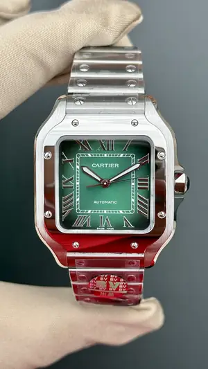 Cartier Santos "De Men Xl Çelik Kordon Yeşil Kadran" — 1. görsel