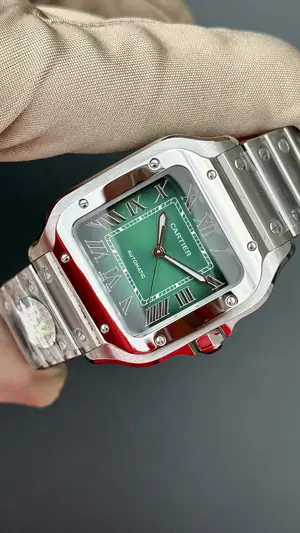 Cartier Santos "De Men Xl Çelik Kordon Yeşil Kadran" — 3. görsel