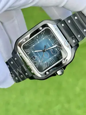 Cartier Santos "De Men Xl DLC Kaplama Çelik Siyah Kadran" 100 No. 02 — 6. görsel