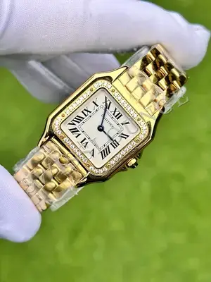 Cartier Santos-Dumont 43 mm "Altın Kasa Gümüş Kadran Mavi Deri" No. 02 — 3. görsel