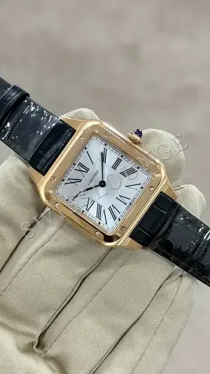 Cartier Santos-Dumont 43 mm "Altın Kasa Gümüş Kadran Mavi Deri" No. 04 — 2. görsel