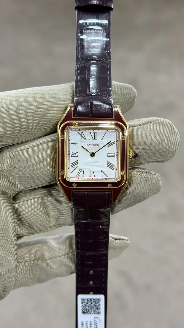 Cartier Santos "Dumont Gold Kasa Silver Dial Blue Leather mm" 43