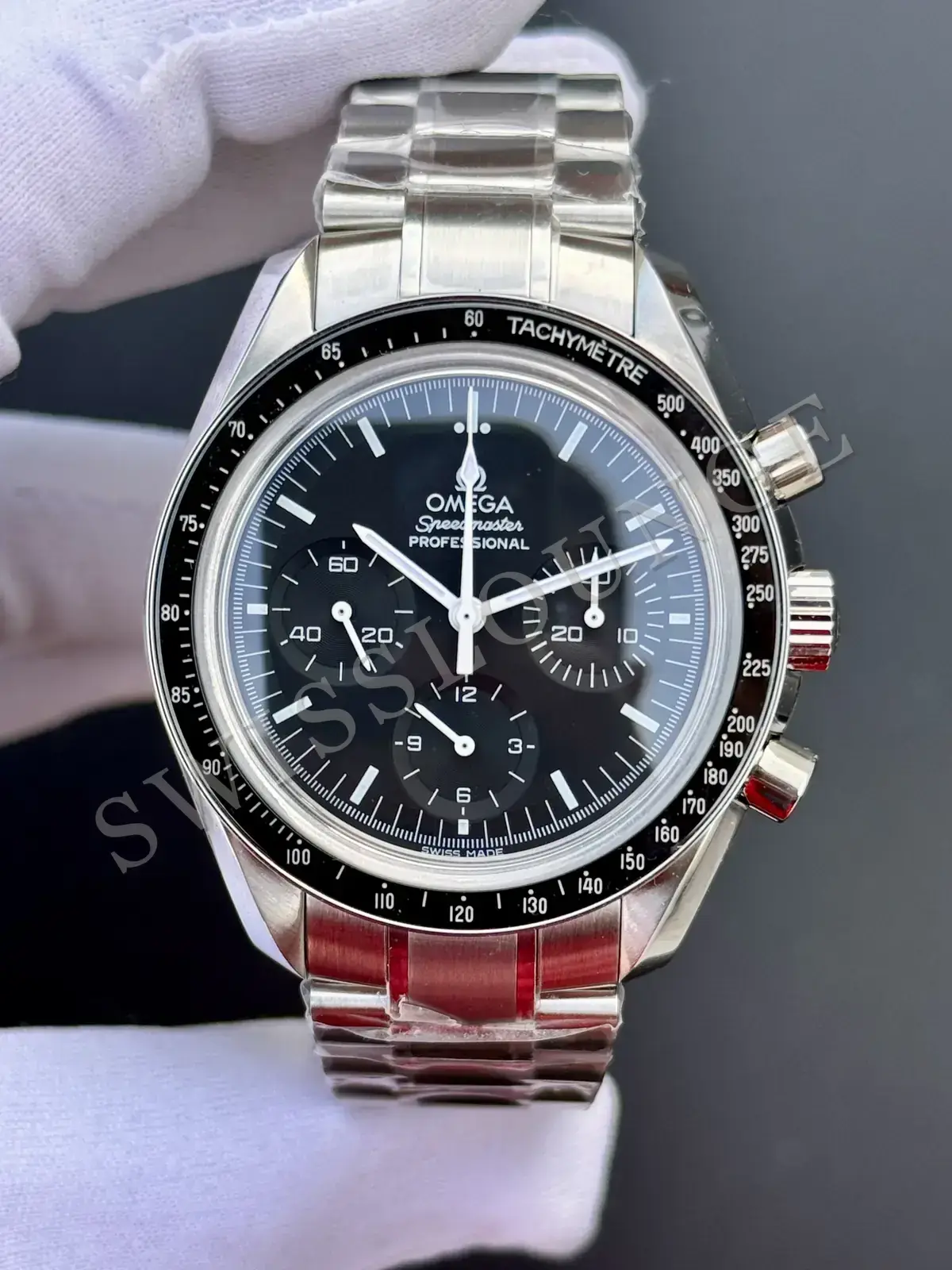 Omega Speedmaster "Moonwatch Chronograph Çelik Kordon Siyah Kadran Turuncu Gosterge"