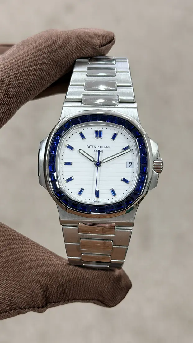 Patek Philippe Nautilus 40 mm "Çelik Jumbo Taşlı Beyaz Kadran"