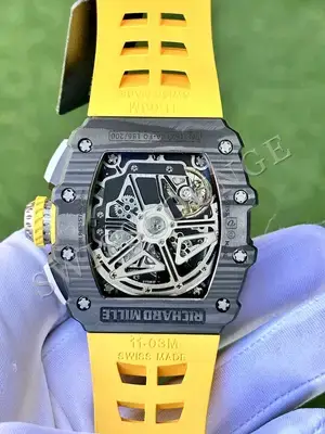 Richard Mille RM 011-03 "Flyback Chronograph Çelik Bezel Sarı Kordon", 7. görsel