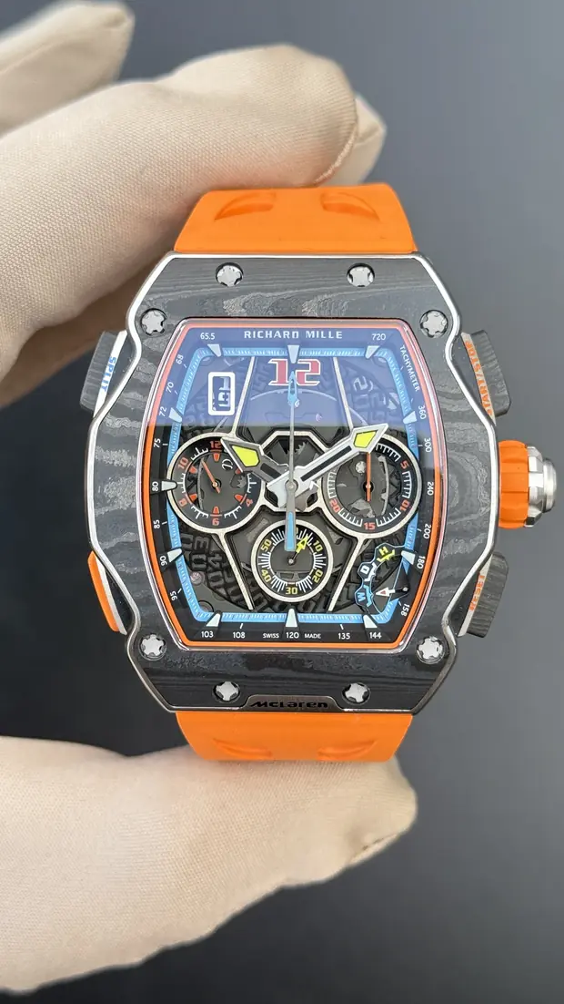 Richard Mille RM 011-03 "Flyback Chronograph Çelik Bezel Turuncu Kordon" No. 01