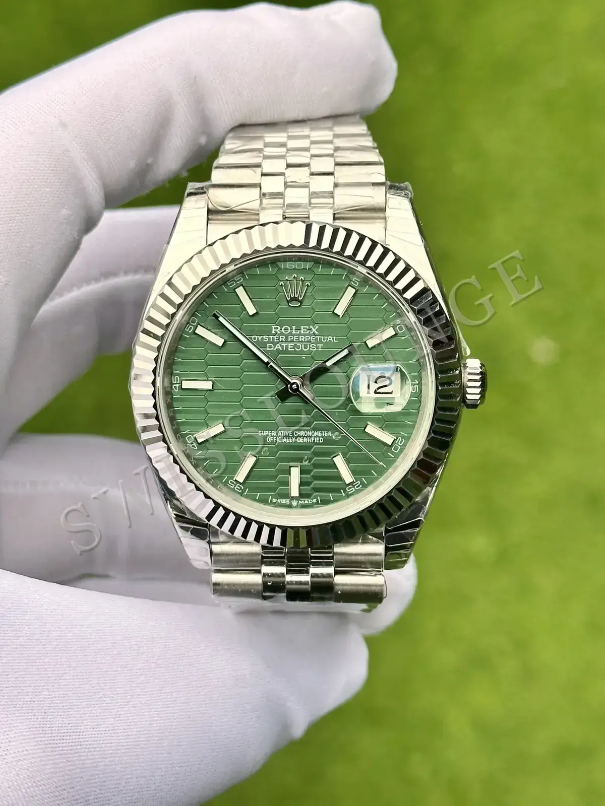 Rolex Datejust 36 mm "Palm Green Fluted Bezel Jubile Kordon" 126234 No. 04