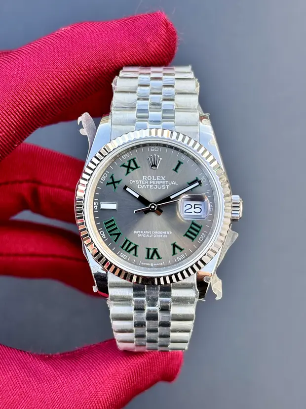 Rolex Datejust 36 mm "Palm Green Fluted Bezel Jubile Kordon" 126234 No. 09