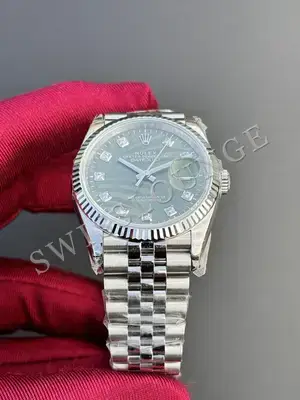 Rolex Datejust 36 mm "Palm Green Fluted Bezel Jubile Kordon" 126234 No. 15 — 4. görsel