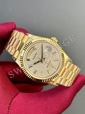 Rolex Day-Date 36 mm "Everose Arduvaz Diamond Kadran Tungsten" 128235, 2. görsel